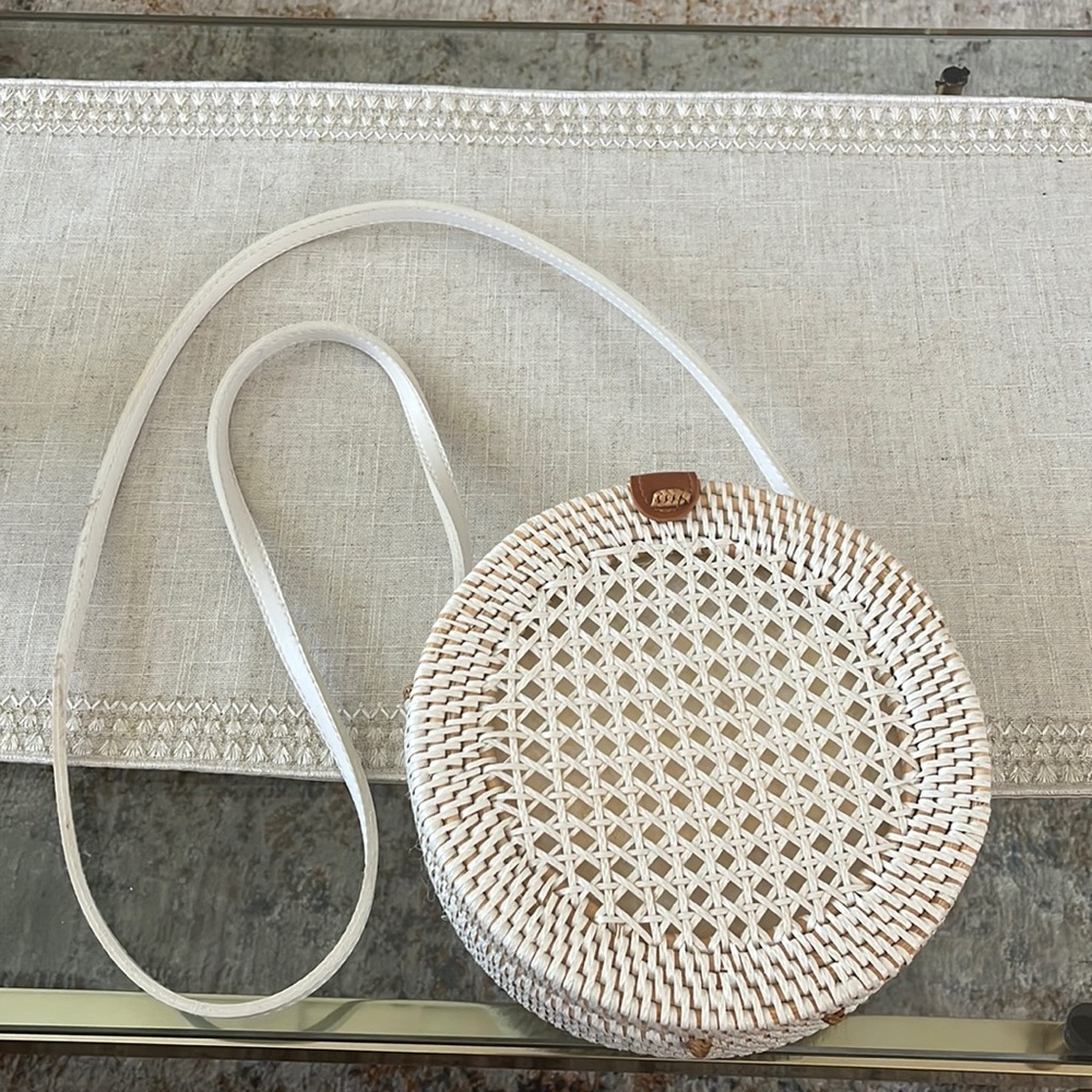 White anthropology cross body bag